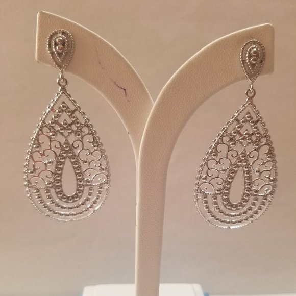 Sterling Silver Filigree Drop Earring - Picture 1 of 3
